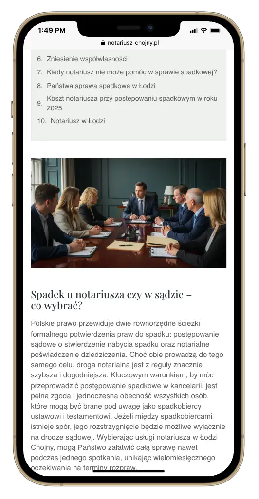 Strona internetowa notariusza - czynność