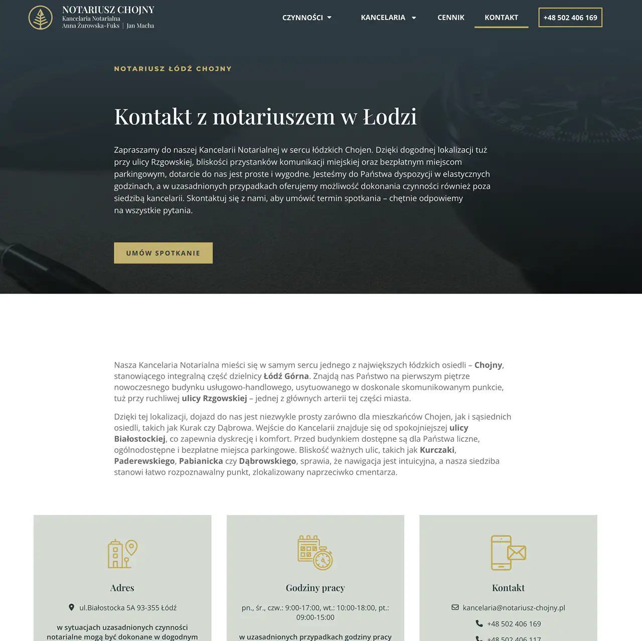 Strona internetowa notariusza - kontakt